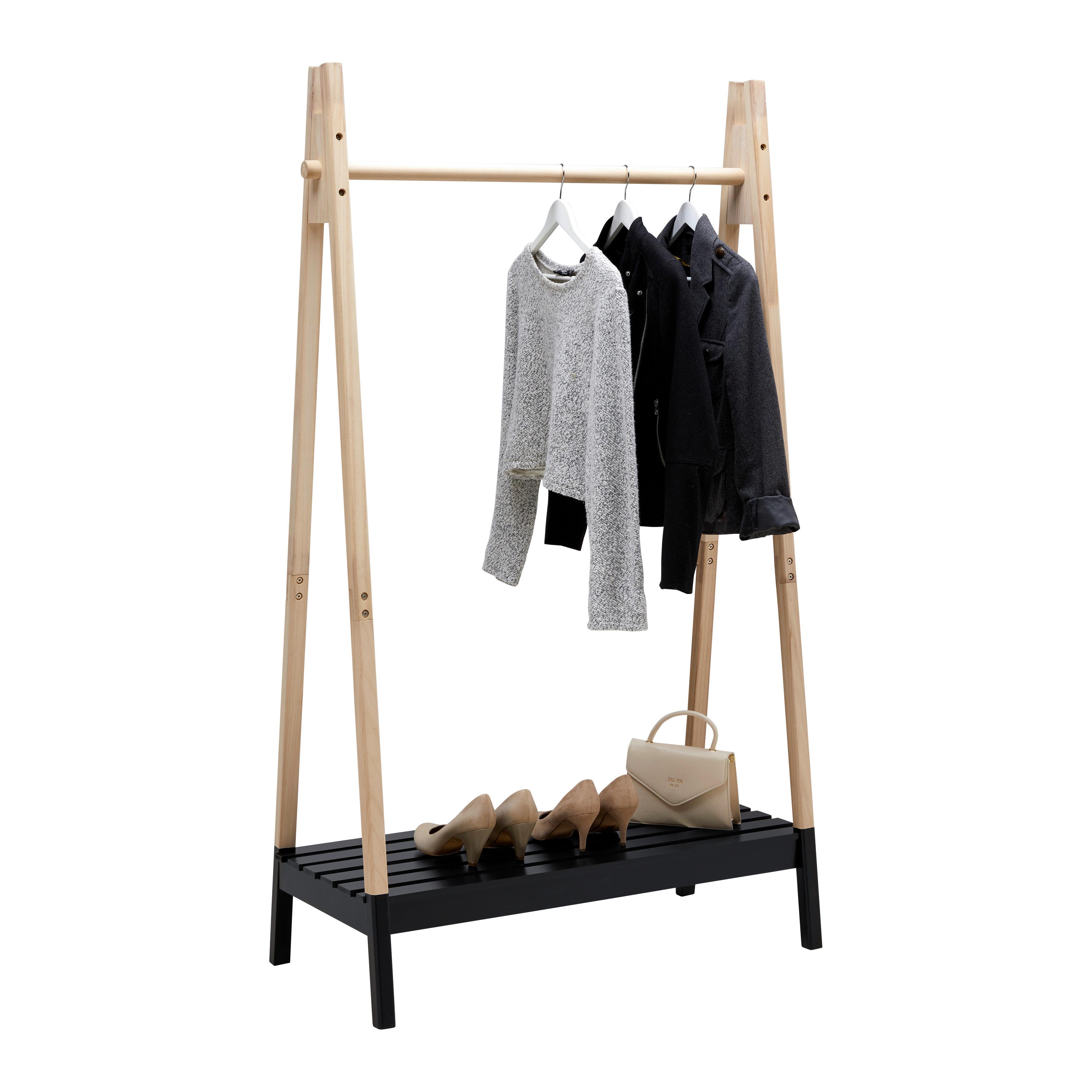 Kleiderständer Tadeo II Naturfarben/Schwarz - Schwarz/Naturfarben, Natur, Holz/Holzwerkstoff (100/170/46cm) - Mömax