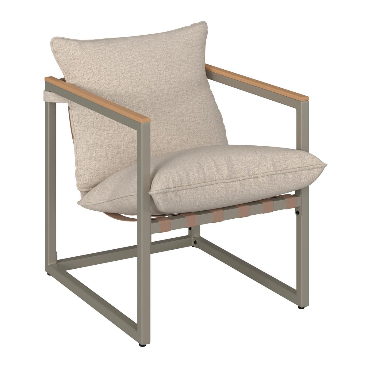 Loungegarnitur Lara Creme Metall/Outdoorstoff +Abdeckung - Creme/Grau, MODERN, Glas/Kunststoff (114cm) - Bessagi Garden