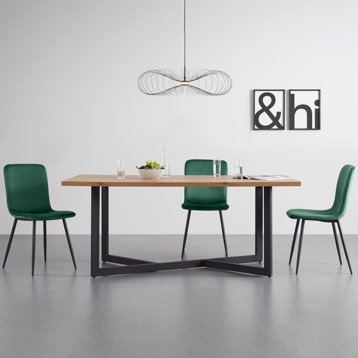 ESSTISCH AVOLA - Eichefarben/Schwarz, Modern, Holzwerkstoff/Metall (180/90/76cm) - Bessagi Home