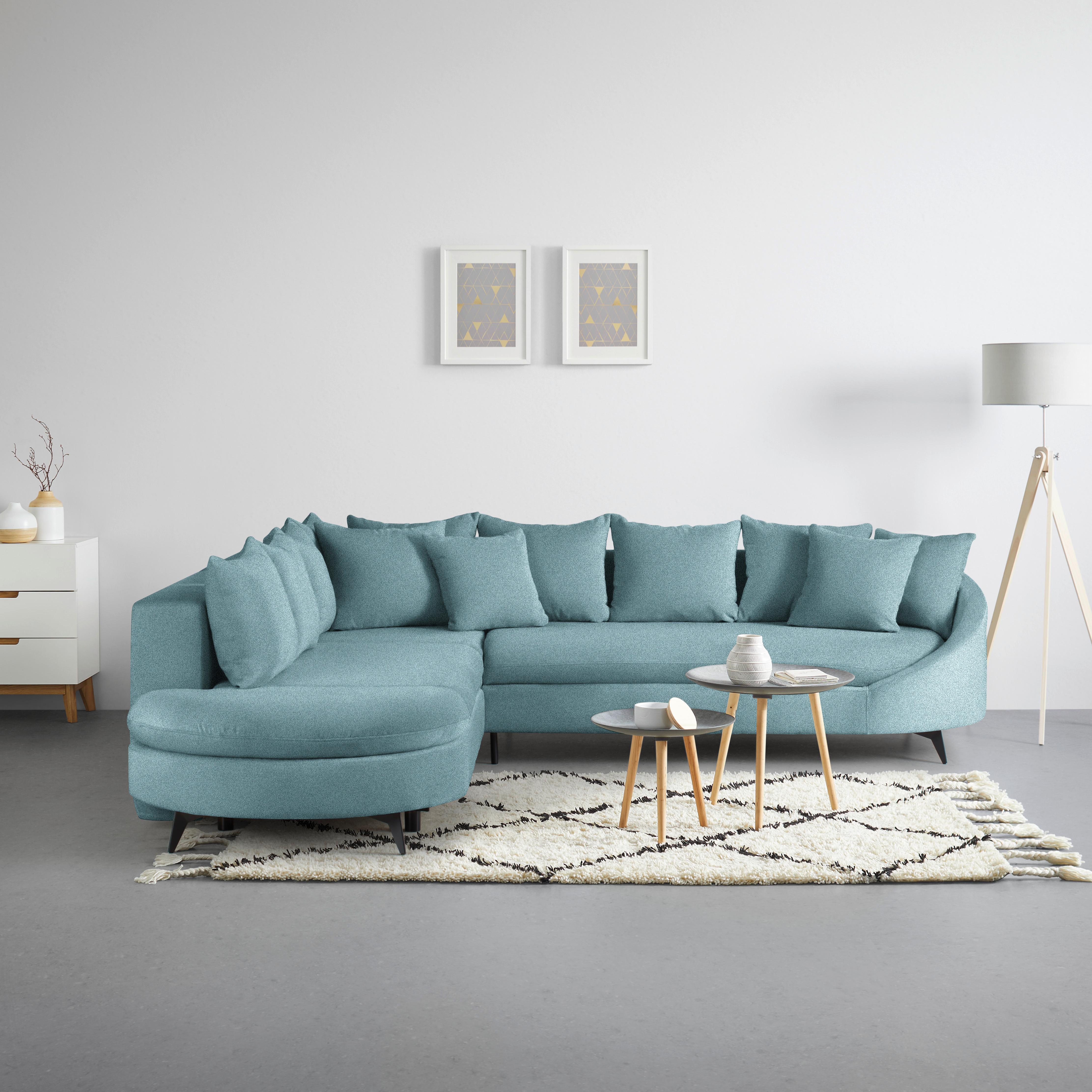 Ecksofa Axel Blau - Blau/Schwarz, MODERN, Textil/Metall (250/87/291cm) - Mömax