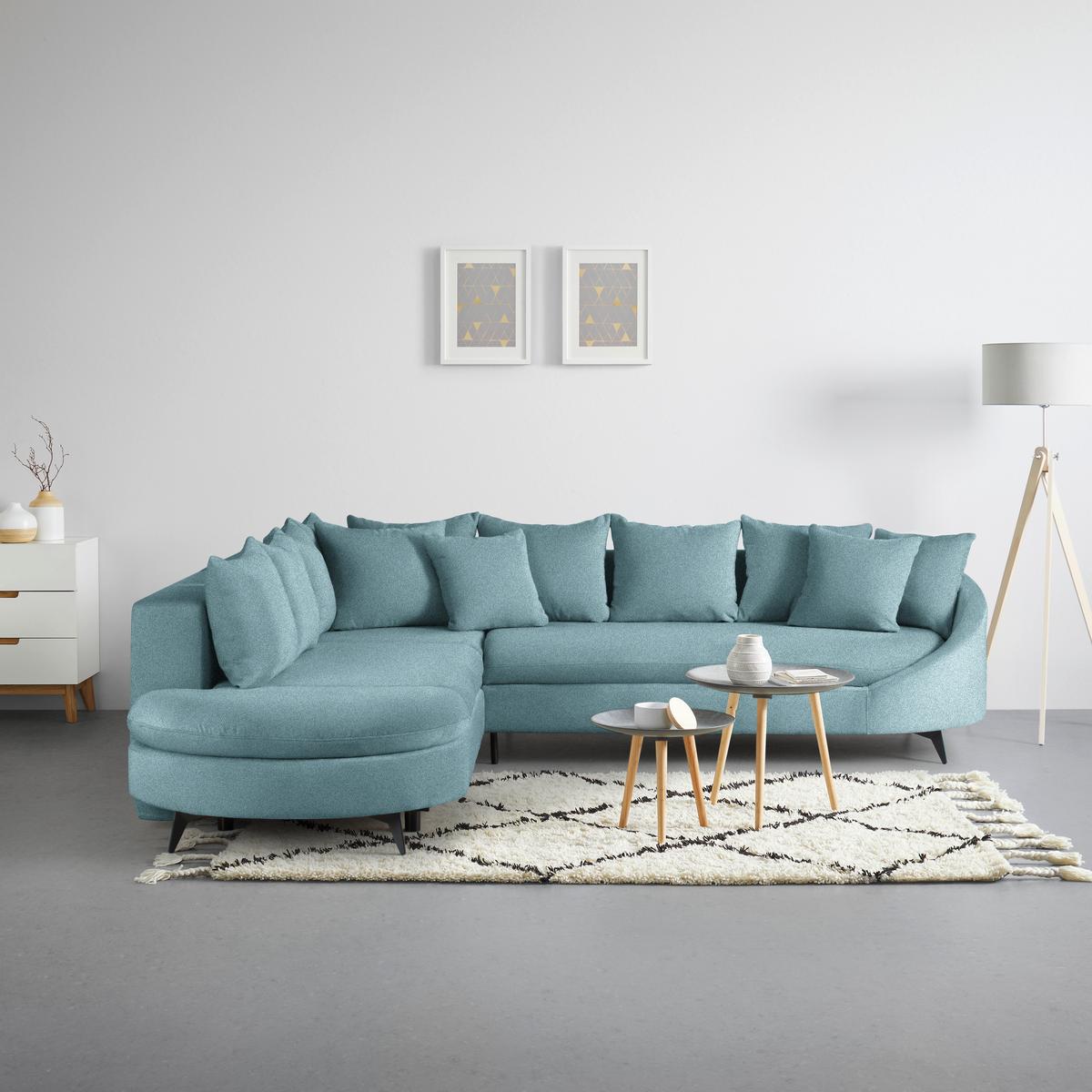 Ecksofa Axel Blau - Blau/Schwarz, MODERN, Textil/Metall (250/87/291cm) - Mömax