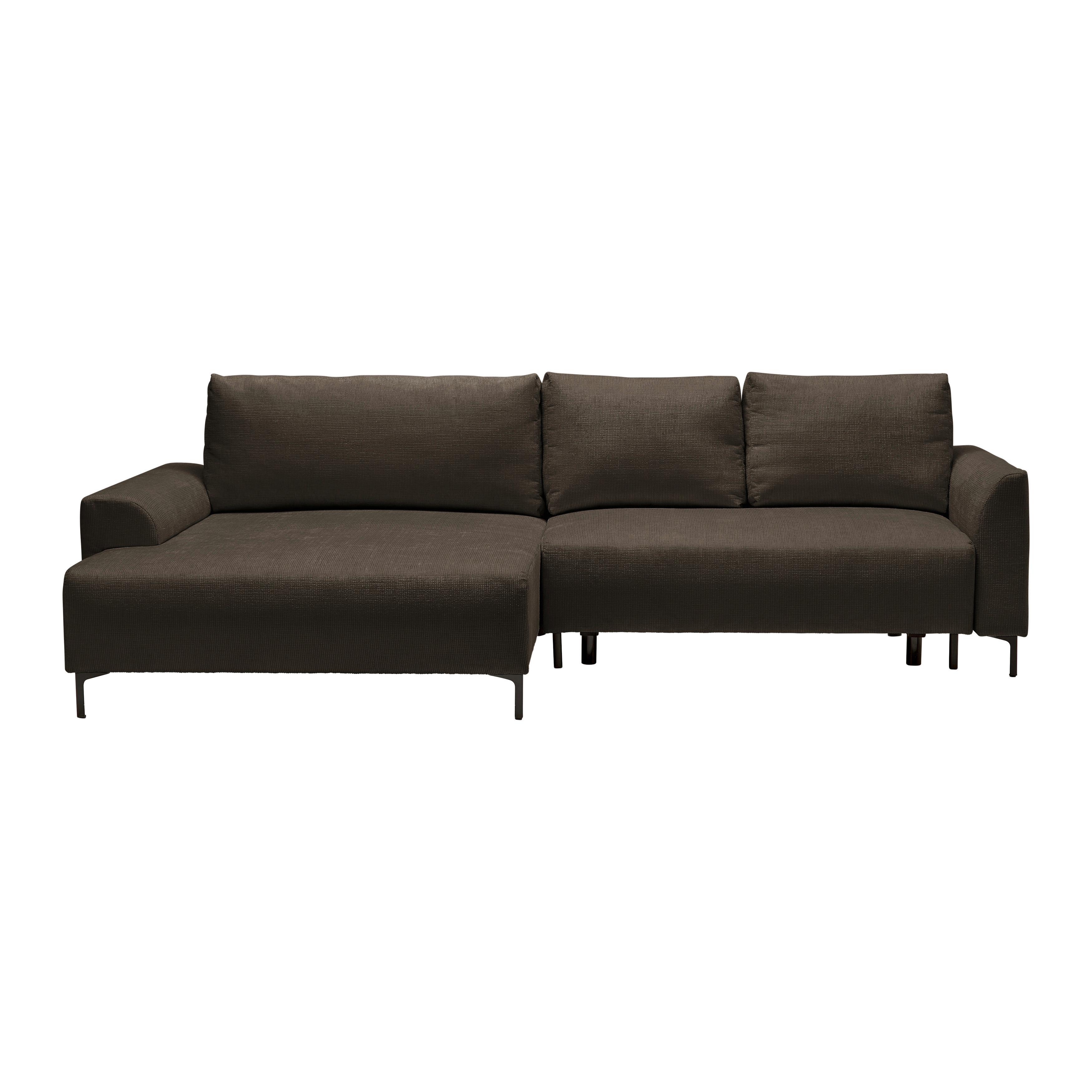 Ecksofa Integra Beige - Schwarz/Braun, Textil/Metall (170/81-93/294cm) - Mömax