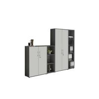 AKTENSCHRANK OFFICE EDITION - SW SET 4 - Anthrazit/Hellgrau, MODERN, Holzwerkstoff (128,5/185,6/33cm) - MID.YOU
