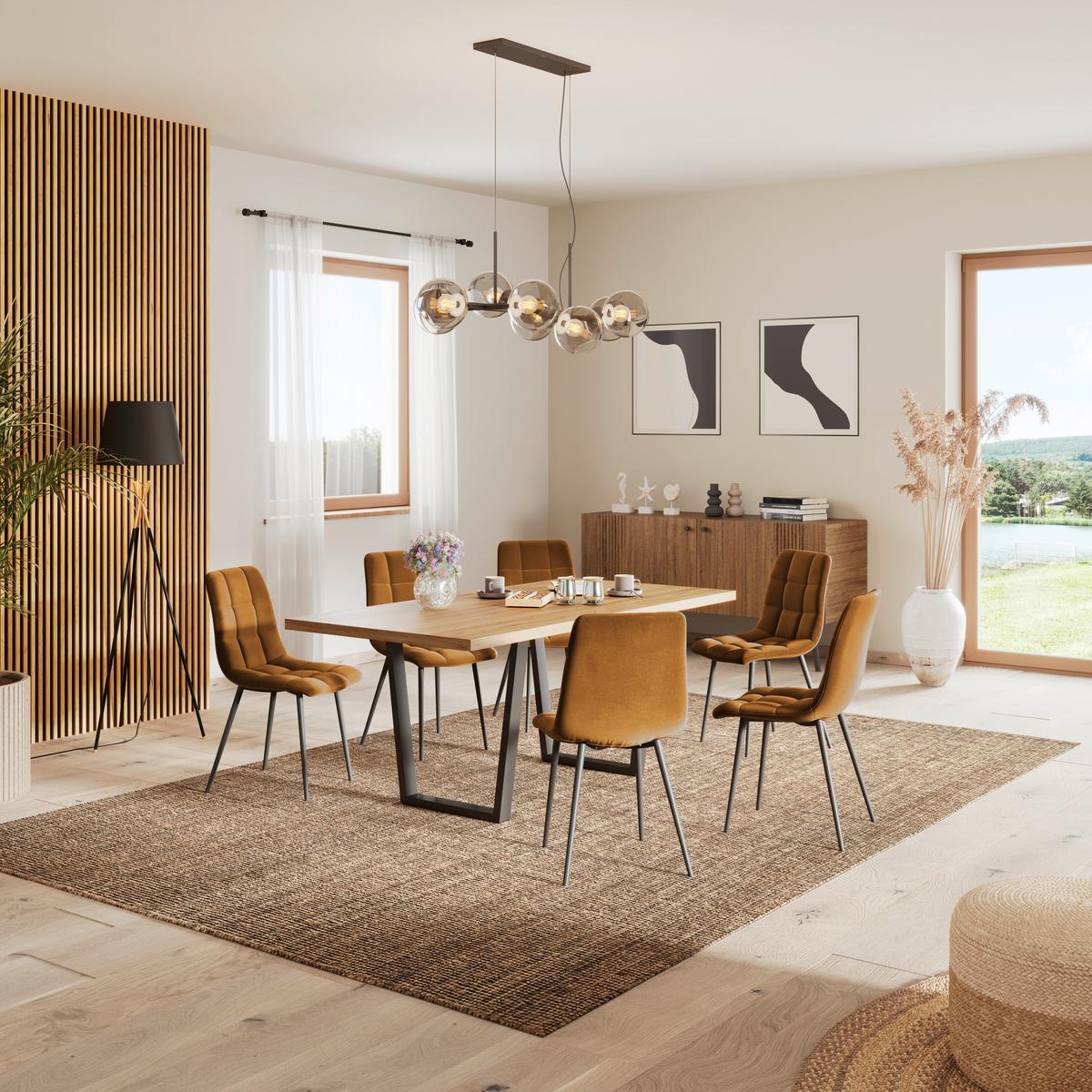 Stol Lech, Zlata - zlate barve/črna, Konvencionalno, kovina/tekstil (45/88/55cm) - Mömax