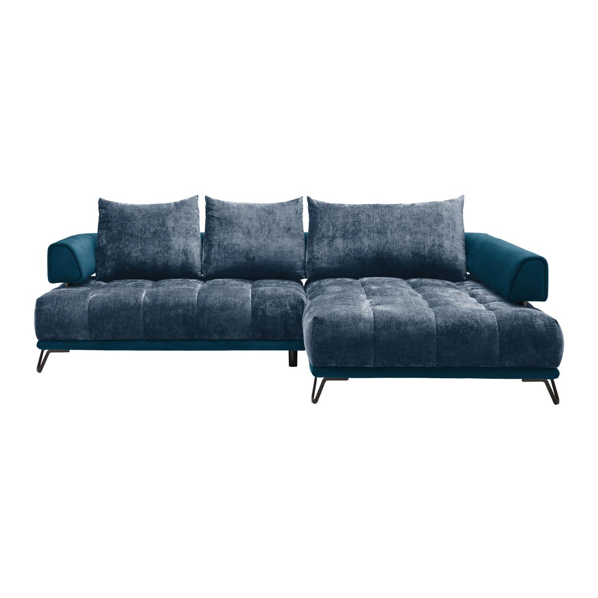 Ecksofa Morgan Royalblau - Royalblau/Schwarz, MODERN, Textil/Metall (262/67-87/184cm) - Mömax