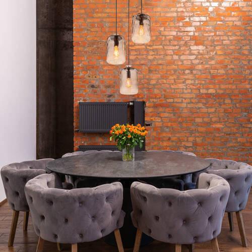 HÄNGELEUCHTE 16046-3H - Klar/Schwarz, Design, Glas/Metall (47/120cm) - Globo