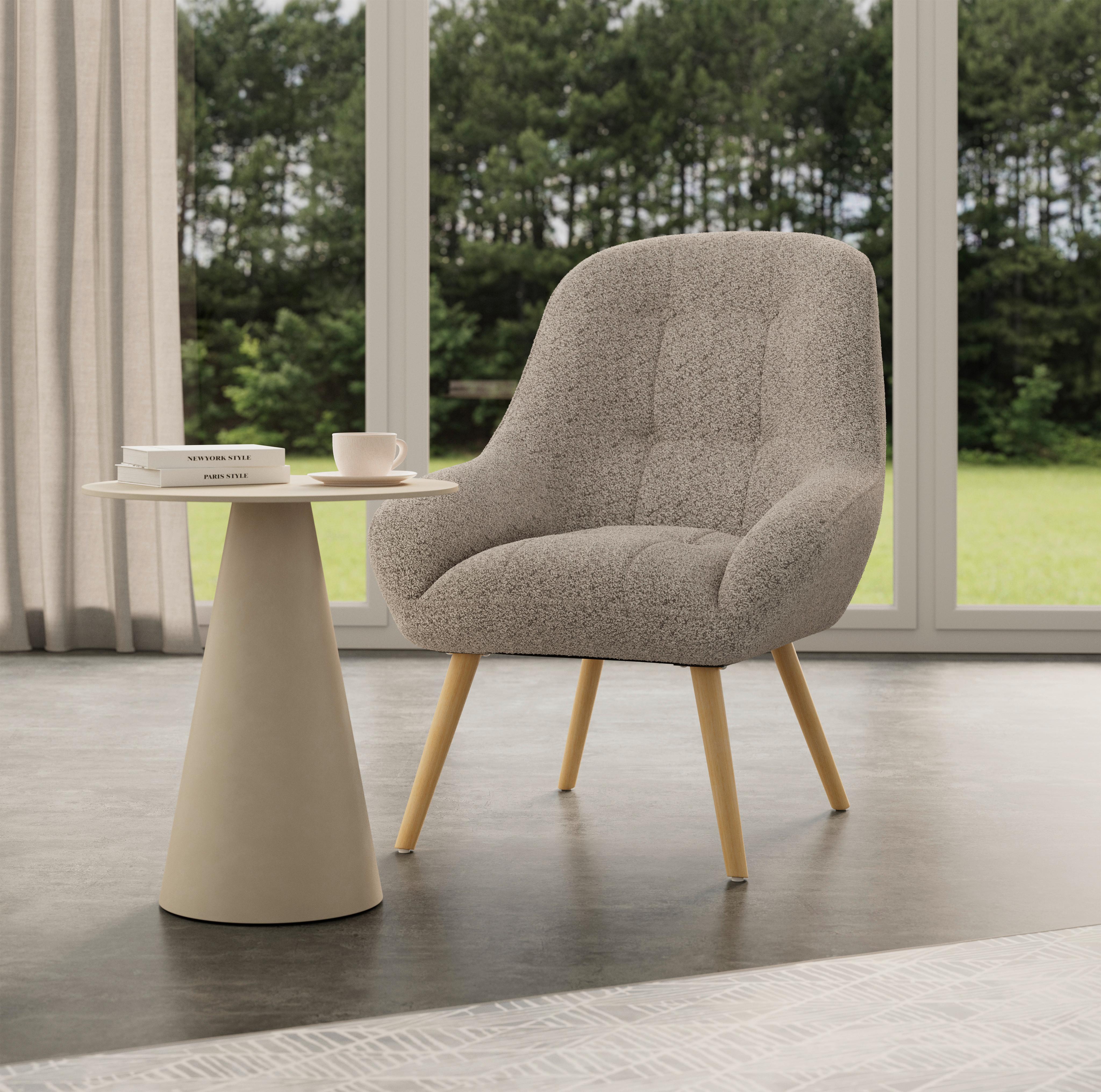 Relaxsessel Maximilian Beige Webstoff - Hellgrau/Naturfarben, MODERN, Holz/Textil (70/93cm) - Bessagi Home