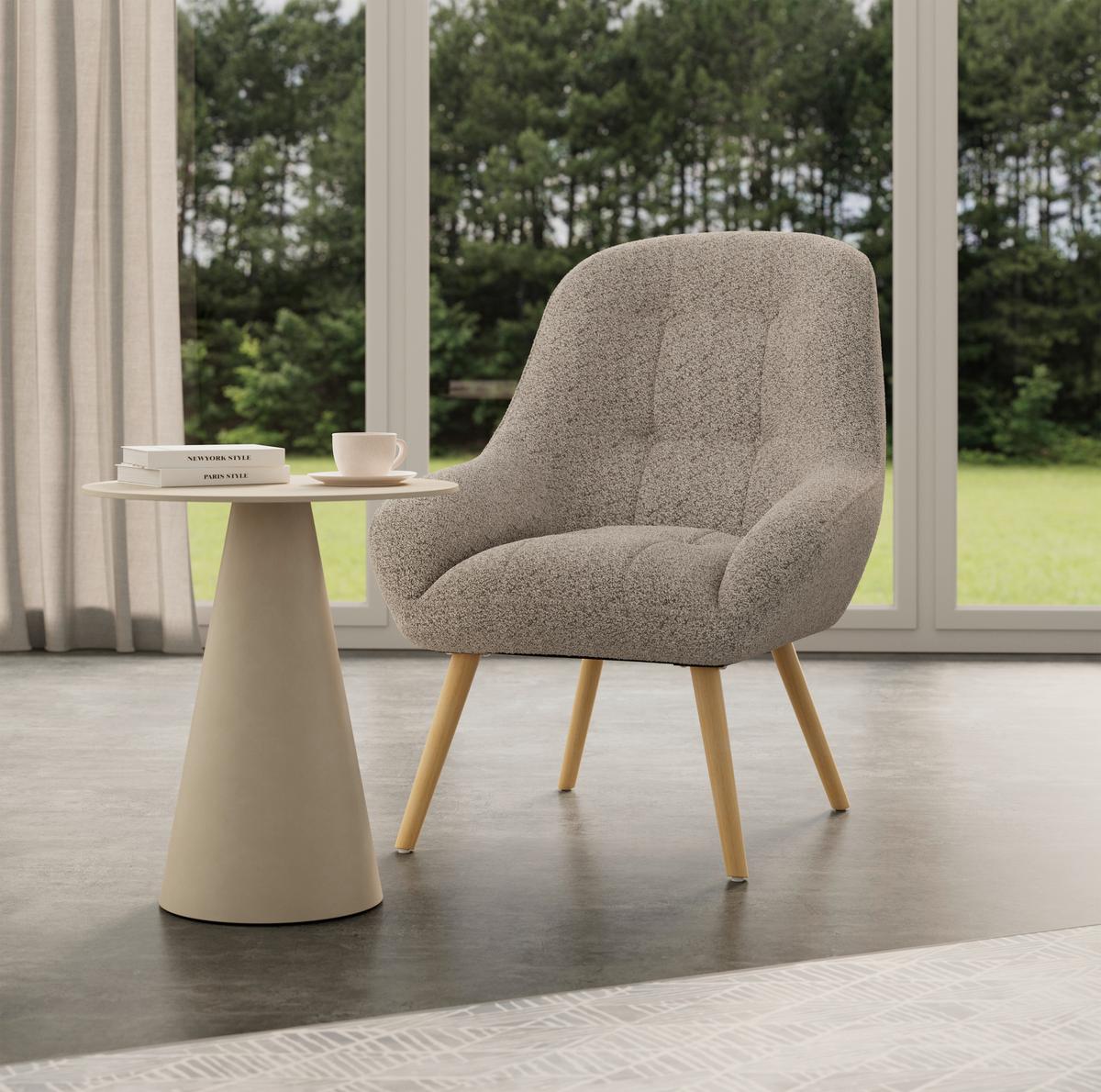 Sessel Maximilian Beige Webstoff - Hellgrau/Naturfarben, MODERN, Holz/Textil (70/93cm) - Bessagi Home