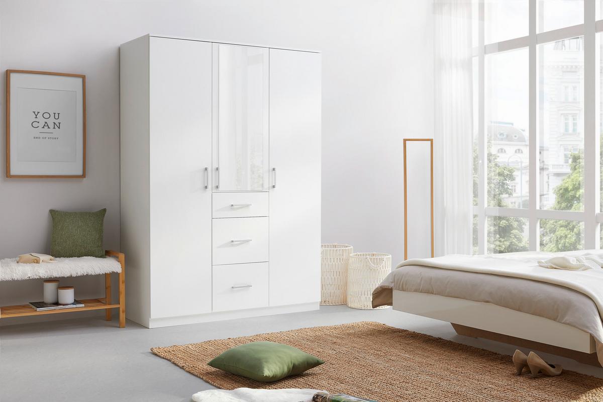 Drehtürenschrank Lasse Weiß - Weiß, KONVENTIONELL, Holz (135/196/55cm) - Mömax