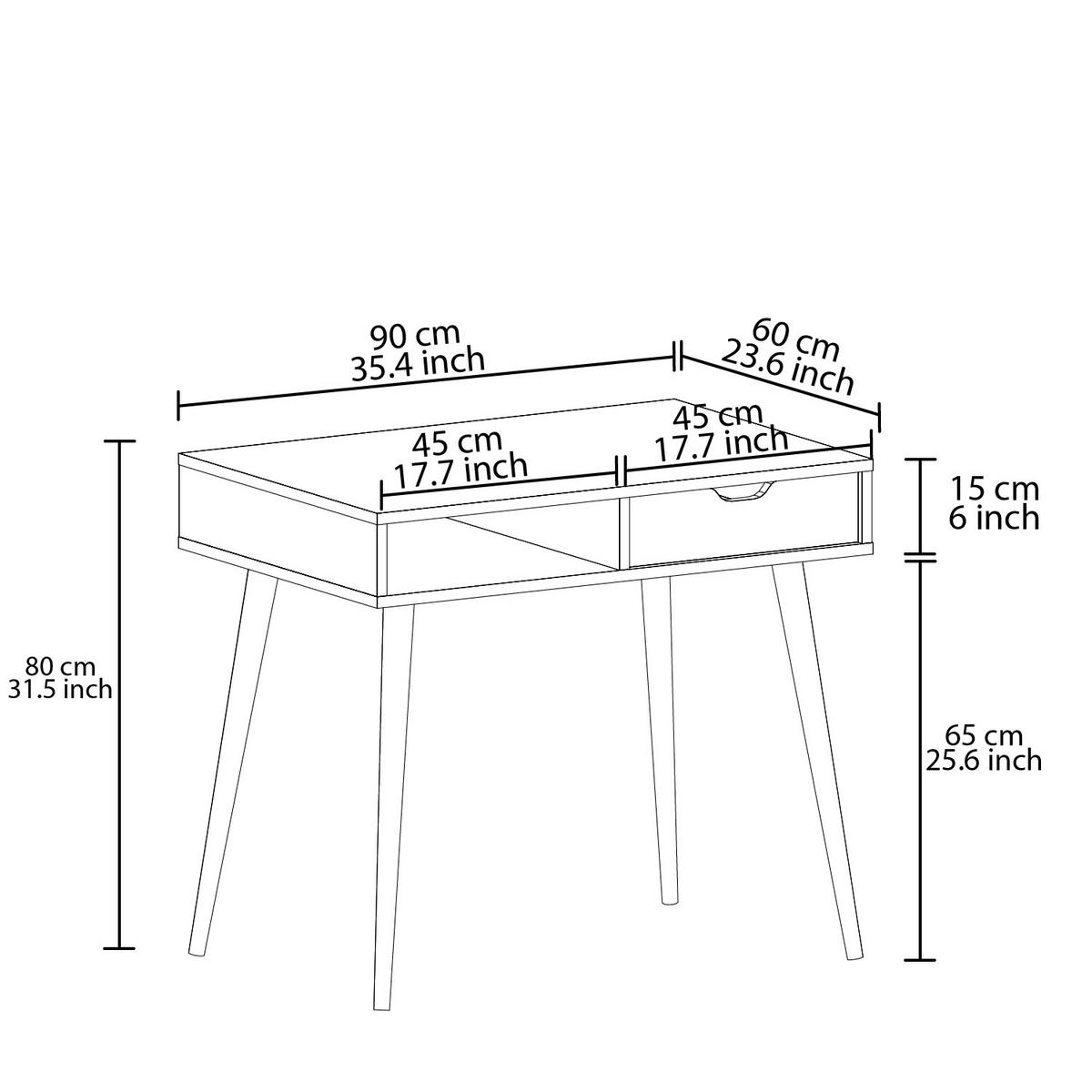 Schreibtisch Offer Weiß ca. 90x60x80cm - Eichefarben/Weiß, Design, Holzwerkstoff (90/60/80cm) - Livetastic