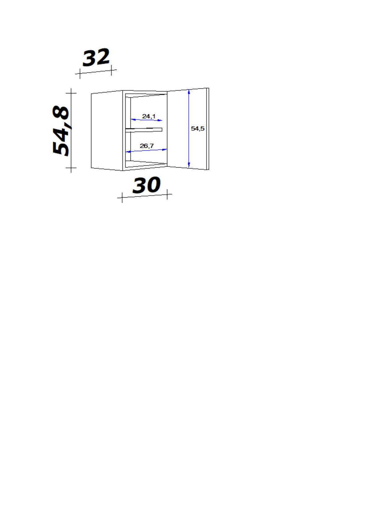 Corp superior de bucătărie SHADOW   H30 - gri închis/stejar San Remo, Modern, material pe bază de lemn (30/54/32cm)