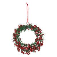Kunstpflanze Beerenkränzchen I Grün/Rot Ø ca. 17cm - Rot/Grün, Basics, Kunststoff (17cm) - Mömax