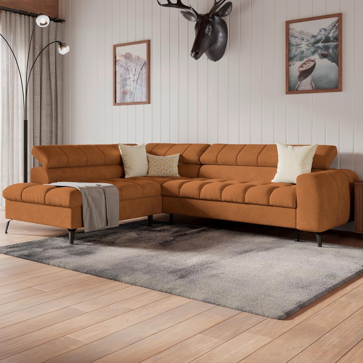 Kutna Garnitura Volf - boje hrđe/crna, Trend, tekstil/metal (203/261cm)