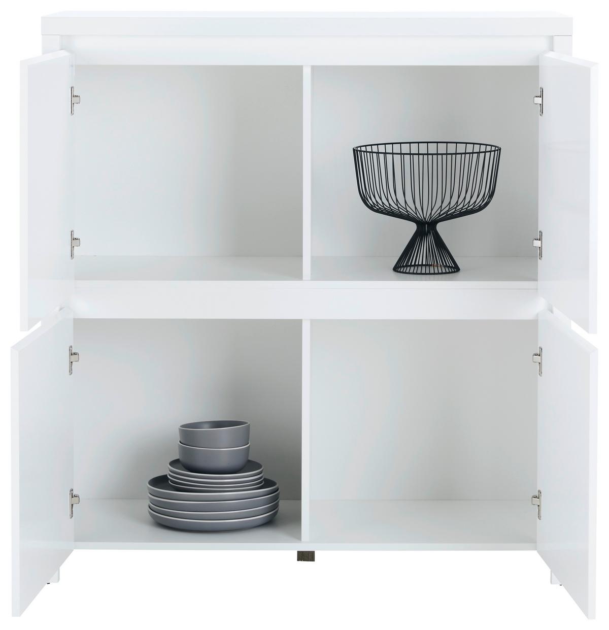 Kommode Larios B in Weiss - Weiss/Schwarz, Modern, Holzwerkstoff/Kunststoff (105/112/40cm) - Mömax