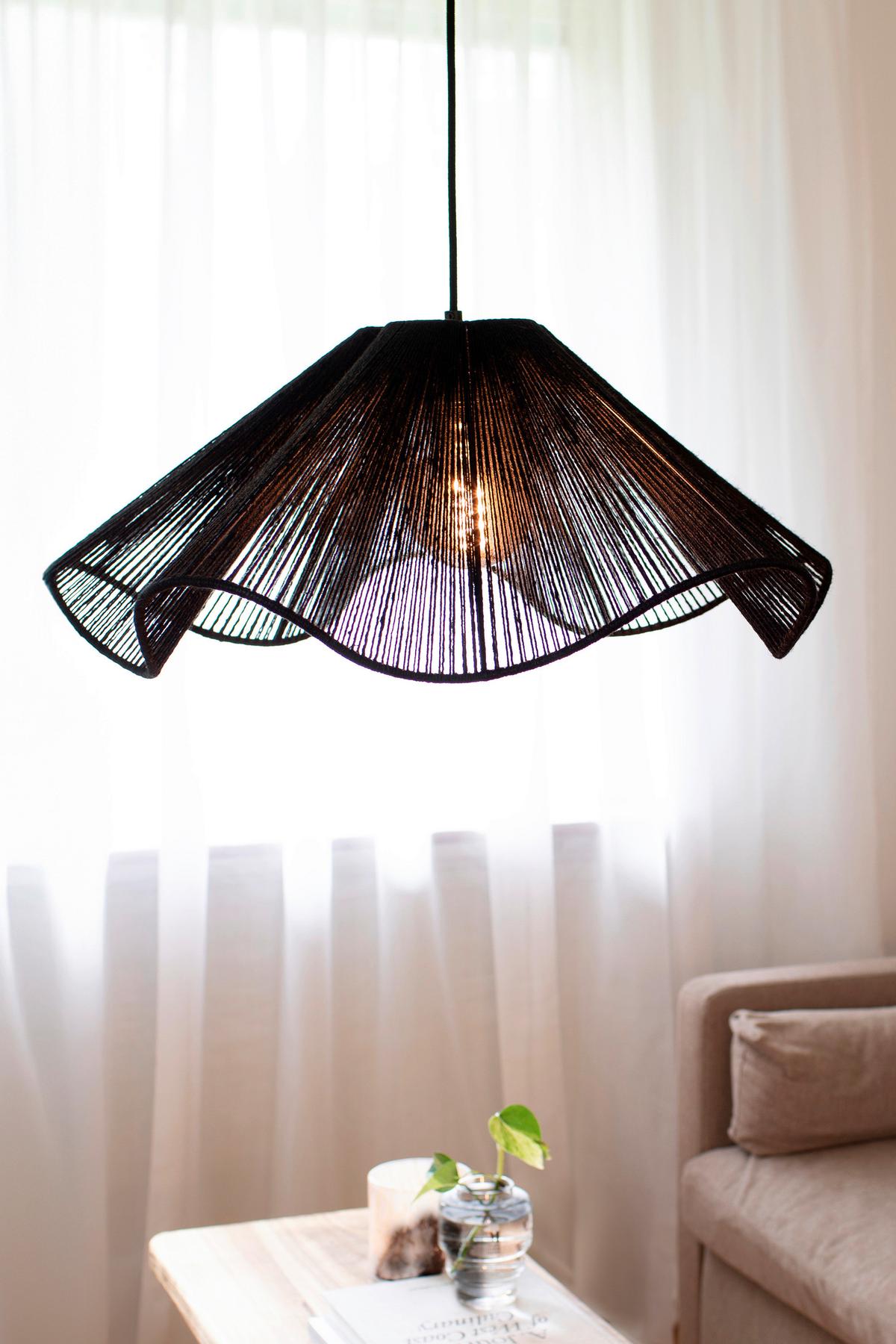 Hängeleuchte Nami max. 40 Watt - Schwarz, Basics, Naturmaterialien/Metall (60/60/24cm) - Markslöjd