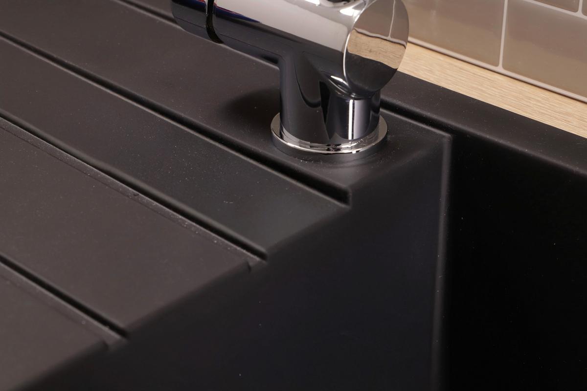 Spüle Respekta Houston 100X501BS Schwarz - Schwarz, Trend, Glas/Kunststoff (100/21/50cm) - Respekta