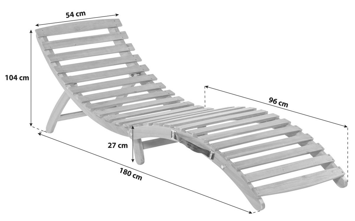 Vrtni Ležalnik Honopu, Masivno - siva/barve akacije, Konvencionalno, tekstil/les (54/60/180cm) - Gardenson