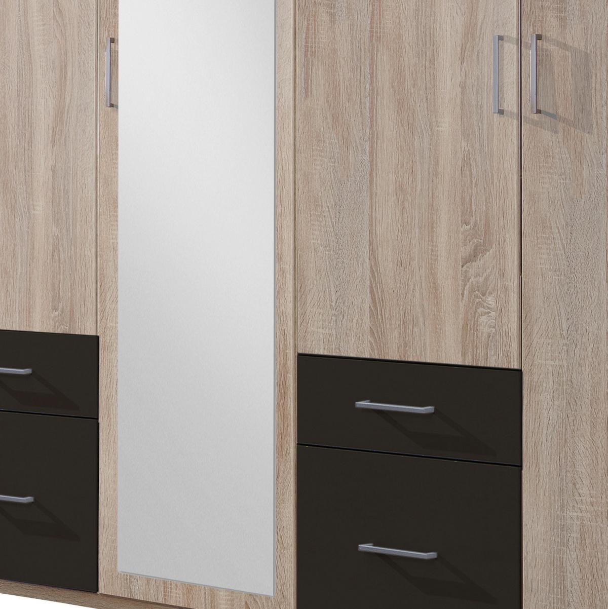 Ormar S Klasičnm Vratima Freiburg - srebrne boje/boje grafita, Design, staklo/drvni materijal (225/210/58cm) - Modern Living