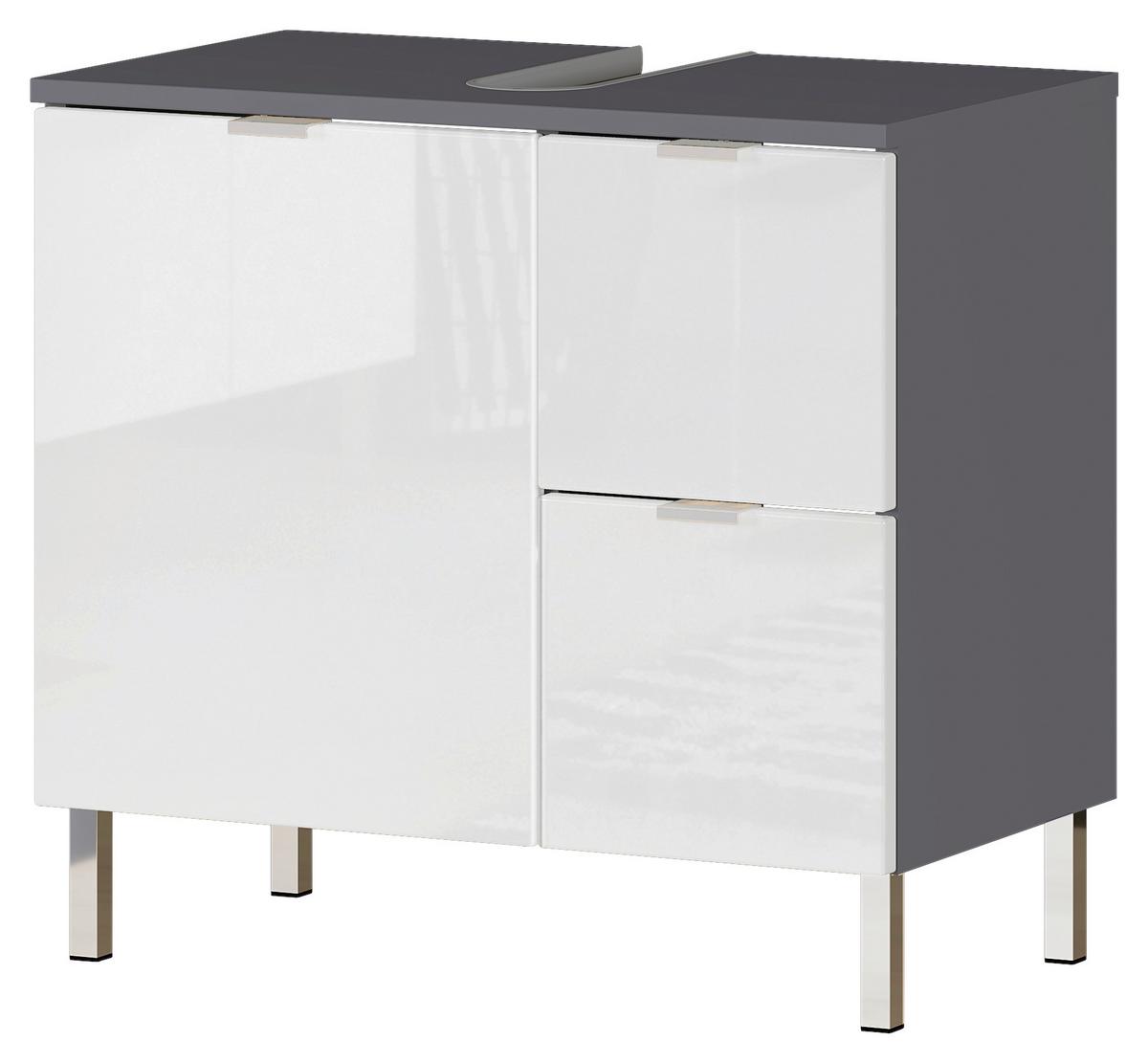 Waschbeckenunterschrank GW-Mau resa ca60x56x34cm Graphit/Weiß - Chromfarben/Graphitfarben, KONVENTIONELL, Holzwerkstoff/Metall (60/56/34cm) - Germania