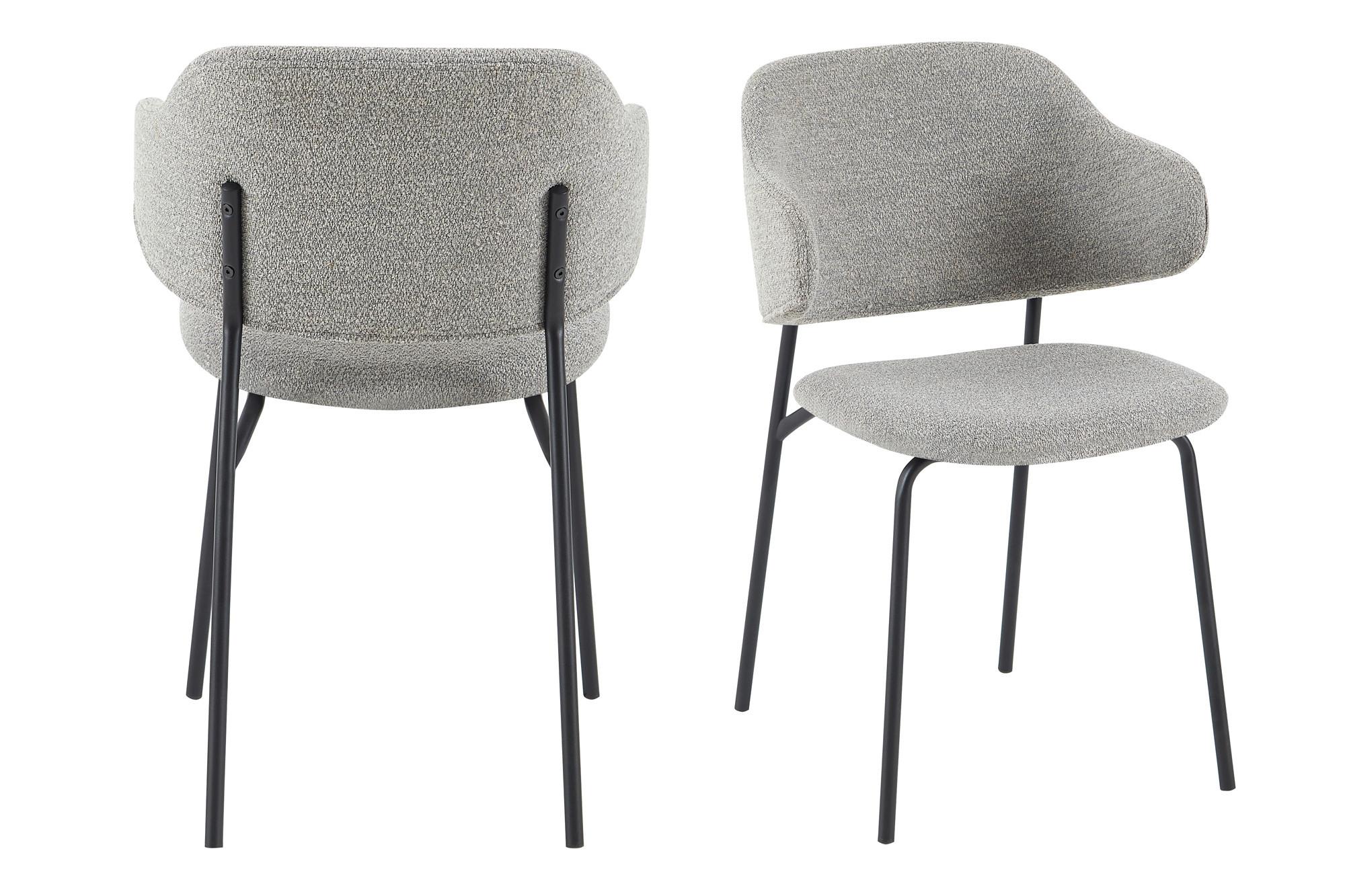 Set Naslanjačev Bouclé, Svetlo Siva, 2-Delni - črna/svetlo siva, Moderno, kovina/tekstil (54/83/59cm) - Livetastic