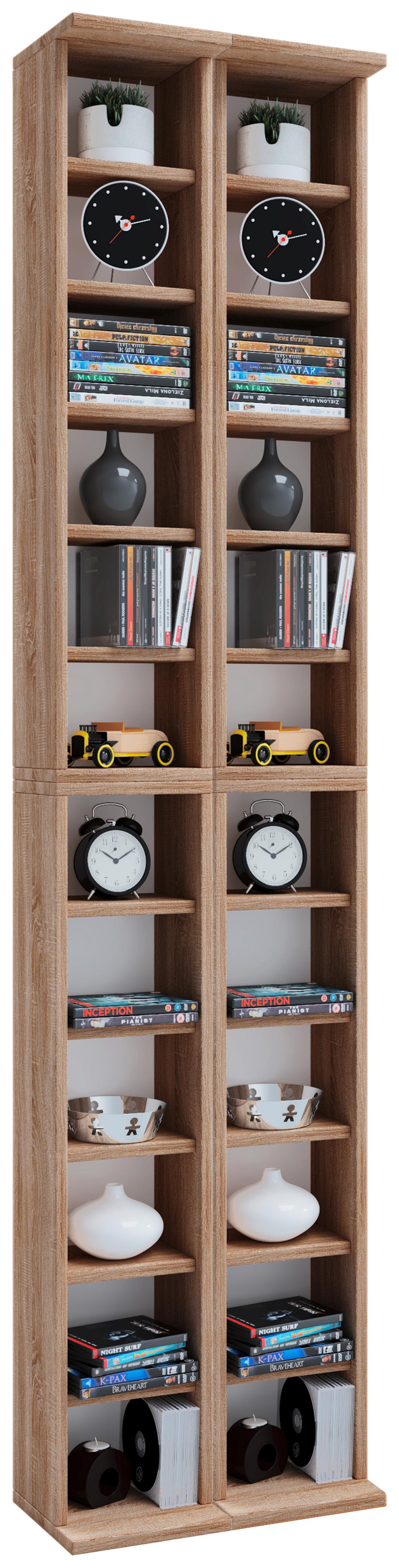 CD-Regal Almera in Eichefarbe, B: 42 cm - Eichefarben, KONVENTIONELL, Holzwerkstoff (42/183/20cm) - MID.YOU