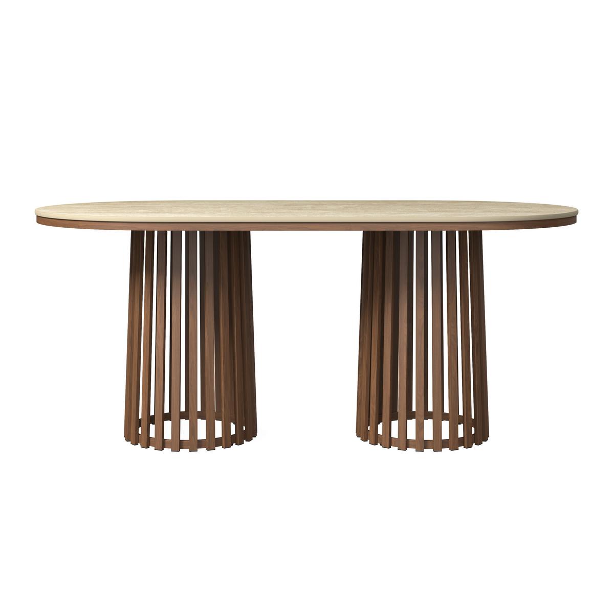 Esstisch Maddy Naturfarben Kunststein ca. 180x90x76 cm - Naturfarben, MODERN, Stein/Metall (90/76/180cm) - Bessagi Home