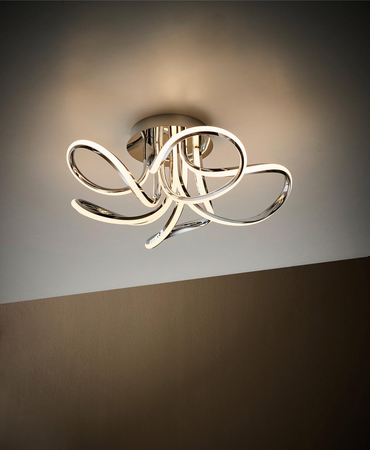 LAMPA SUFITOWA LED AUSTIN *SBN* - kolor srebrny, Trend, tworzywo sztuczne/metal (58/22cm) - Novel