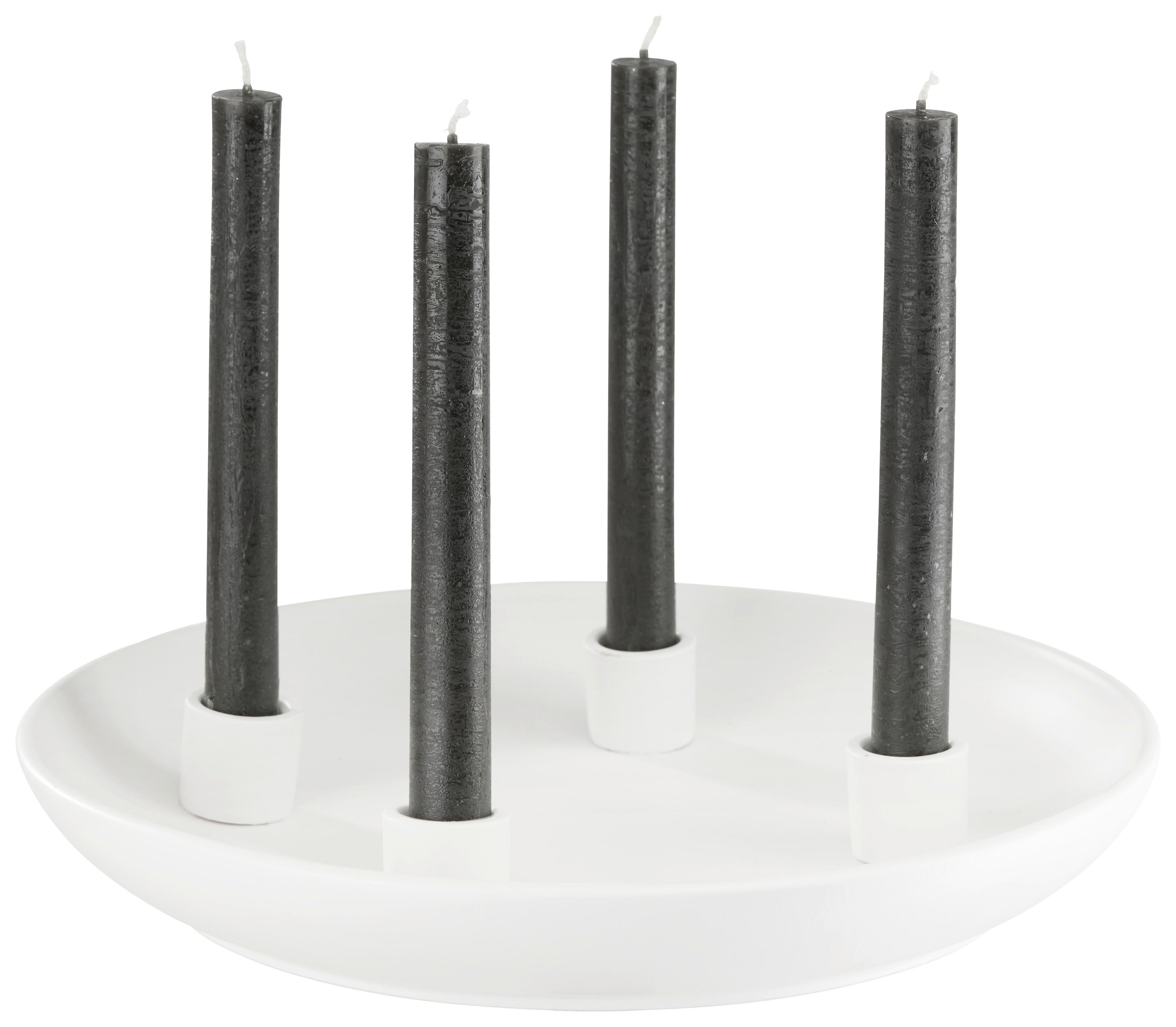 Gyertyatartó Fourth - fehér, Modern, kerámia (31/3,7cm) - Premium Living