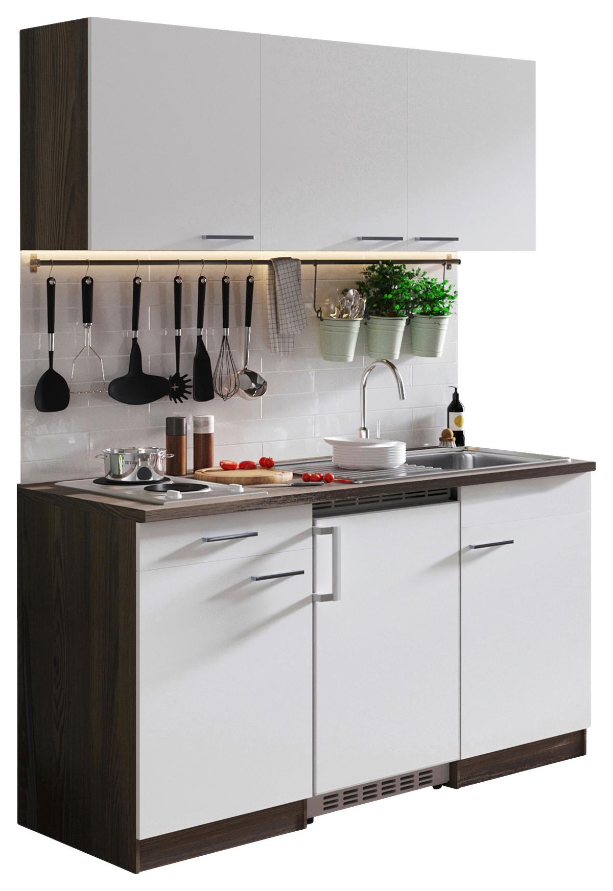 Majhna Kuhinja Z Aparati Oliver, Barva Hrasta, Bela - barve hrasta/bela, Basics, umetna masa/leseni material (150cm) - Respekta