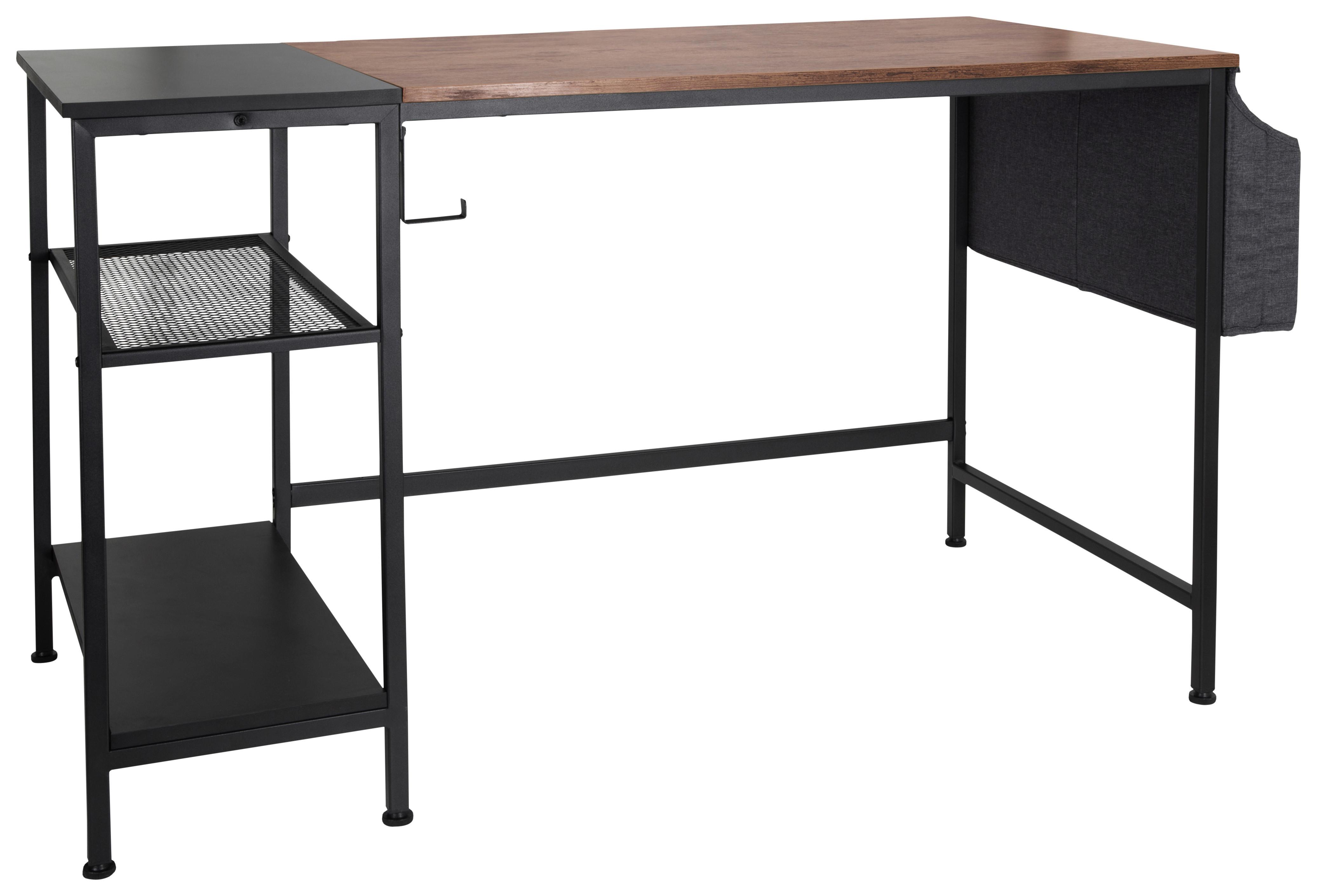 Pisalna Miza Workspace H I, Črna, Rjava - črna/rjava, Basics, kovina/leseni material (120/60/76cm) - MID.YOU