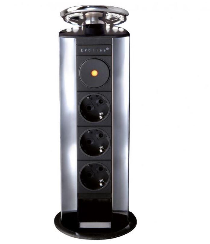 Steckdosenelement Evoline Port in Edelstahlfarbe - Edelstahlfarben/Schwarz (28cm) - Vogt