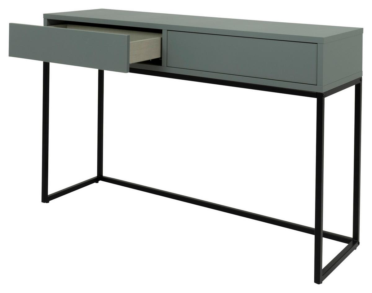 STÓŁ KONSOLA LIPP - czarny/ciemnozielony, Design, materiał drewnopochodny/metal (118/36/76cm)