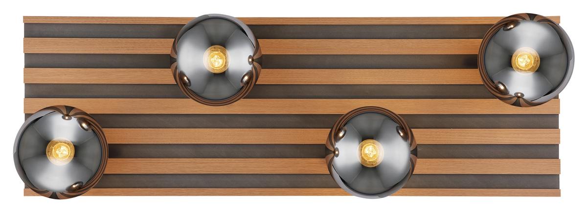 Stropna Svjetiljka Parsons - siva/smeđa, Design, staklo/drvni materijal (90/30/20cm) - Globo