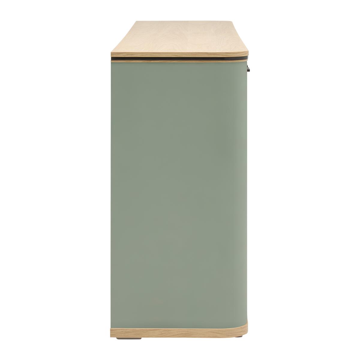 Sideboard Lagos Salbeigrün/Eiche Artisan - Salbeigrün/Anthrazit, Modern, Glas/Holzwerkstoff (210,2/87,5/42,5cm) - Premium Living