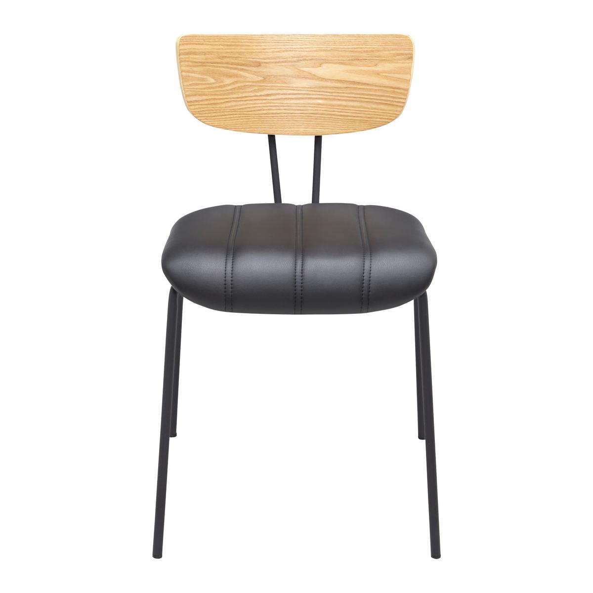 Stuhl Cera Schwarz Lederlook Gepolstert - Hellbraun/Schwarz, MODERN, Holz/Textil (42/78/54cm) - Bessagi Home