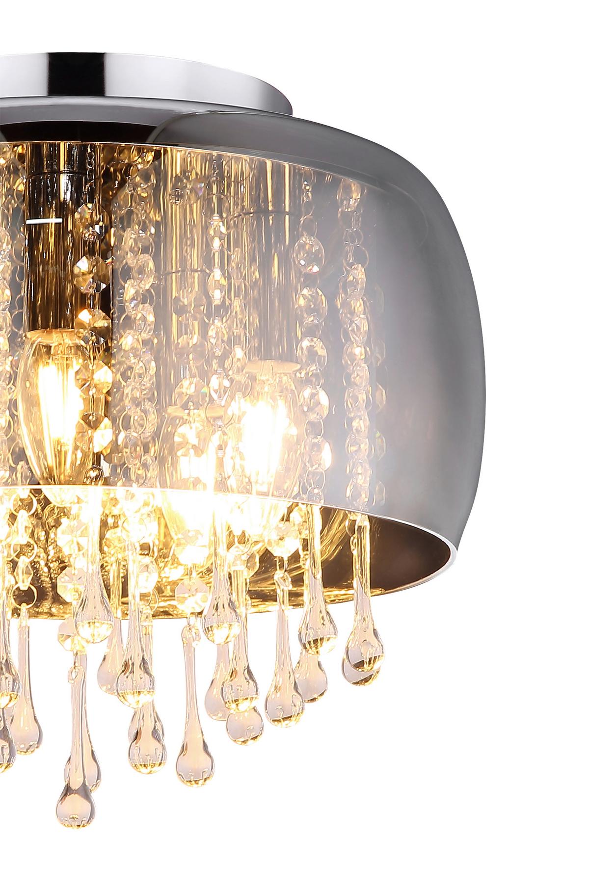 DECKENLEUCHTE KALLA D/H: 350/280CM RAUCH - Klar/Chromfarben, Basics, Glas/Metall (35/28cm) - Globo