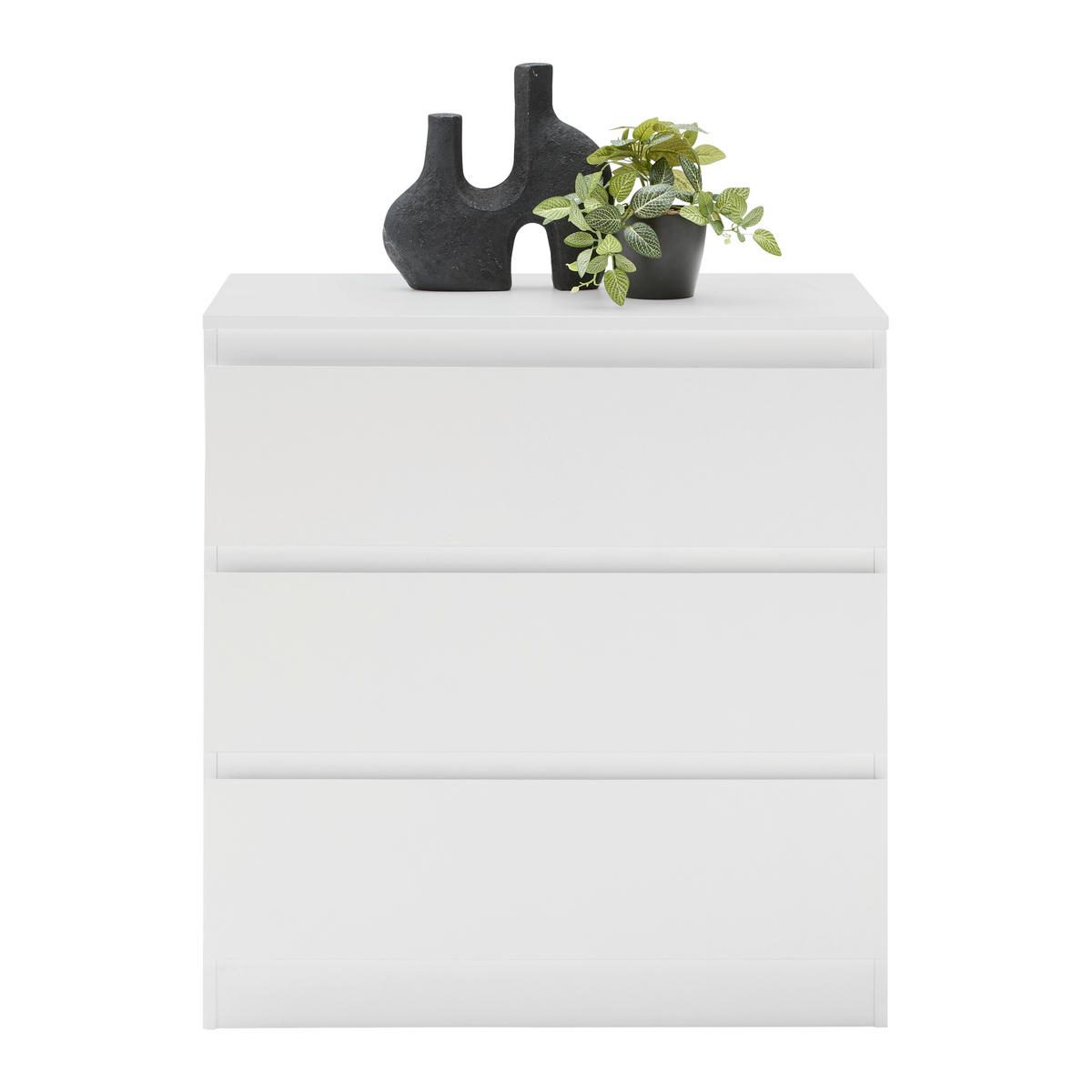 Komoda Mara - bijela/srebrne boje, Konvencionalno, drvni materijal/plastika (77/80/42cm) - Modern Living