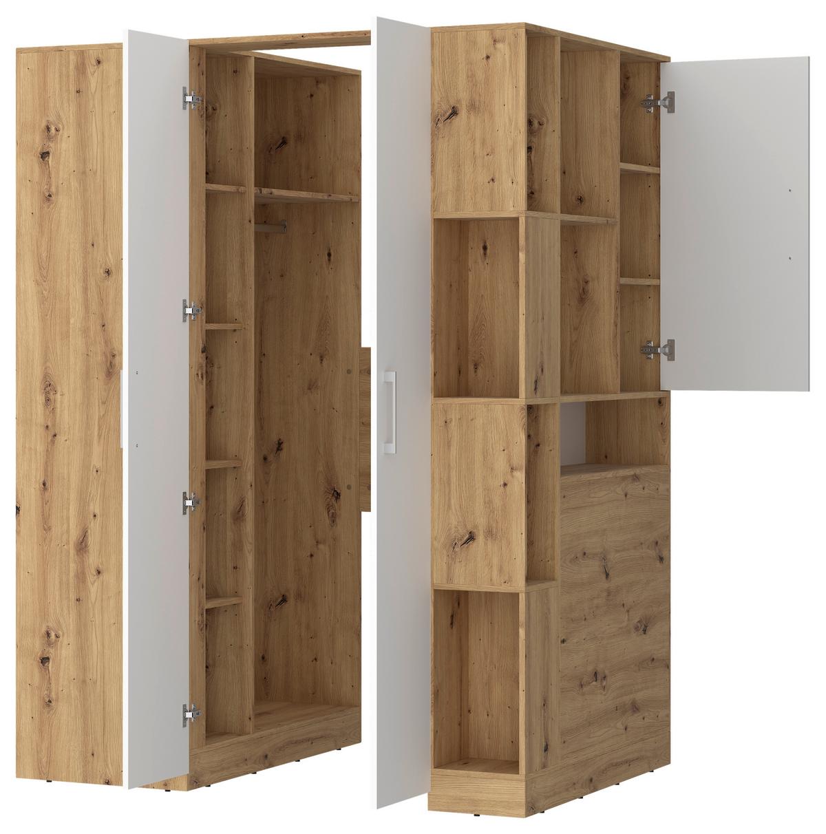 Ormar Kutni Box - bijela/hrast Artisan, Moderno, drvni materijal (150/205/120cm) - Modern Living