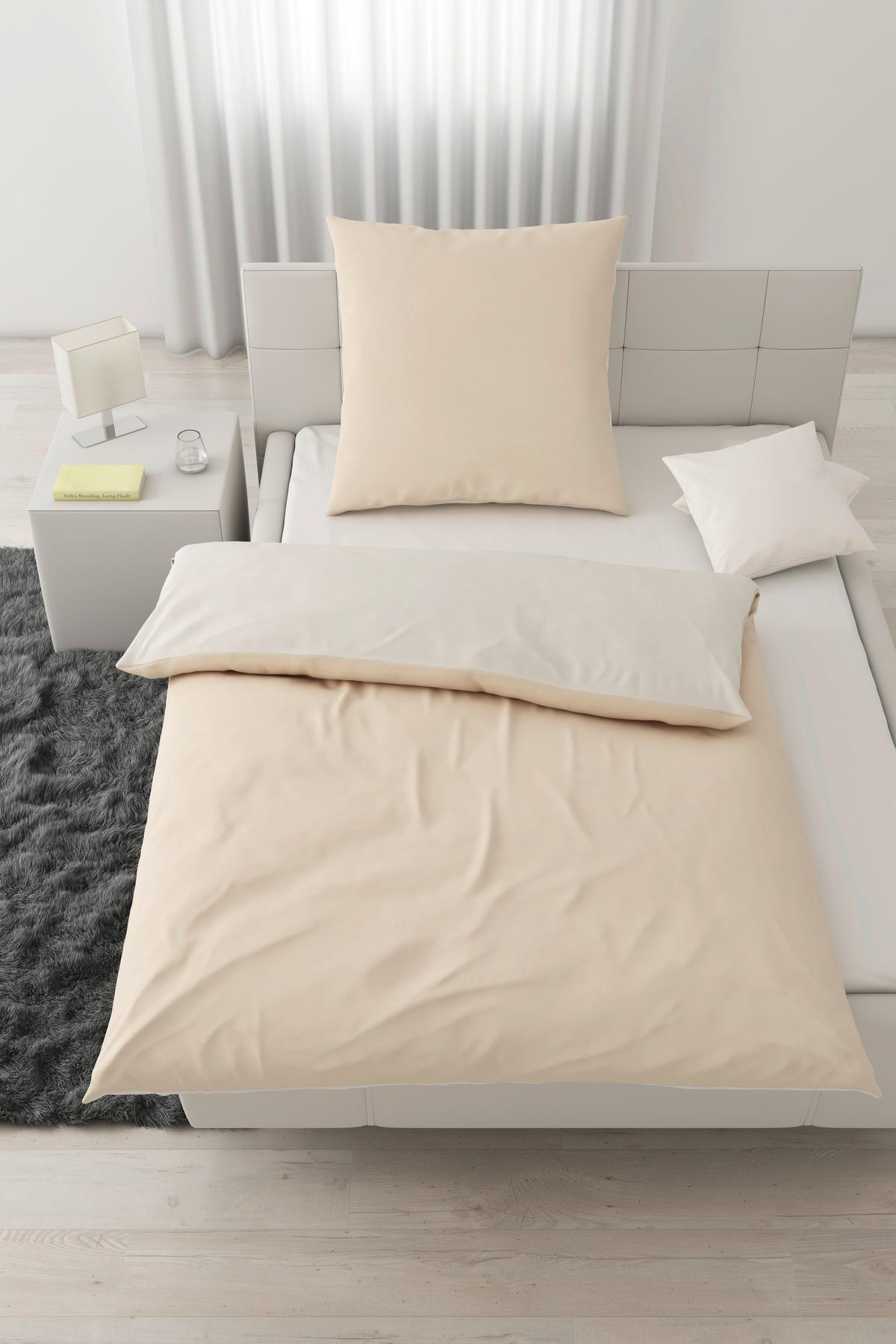 Bettwäsche Annika in Weiß/Beige ca. 135x200cm - Beige/Weiß, Textil (135/200cm) - Modern Living