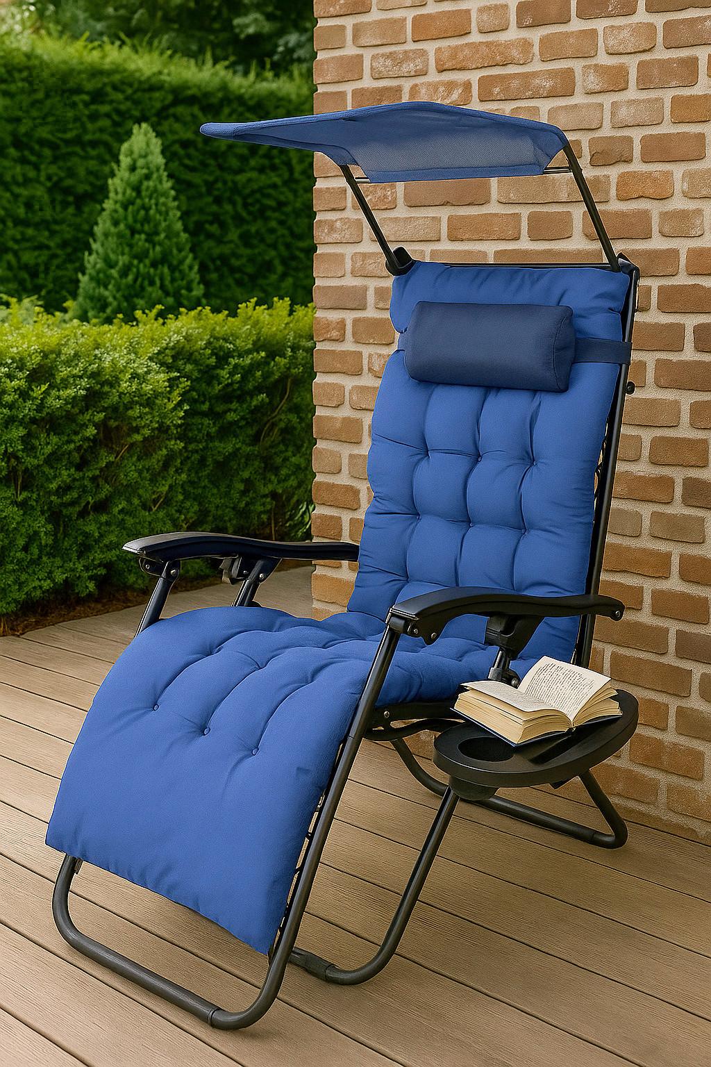 GARTENLIEGE MALTOSA XL - Blau, Modern, Textil/Metall (51/133/91cm) - Gardenson