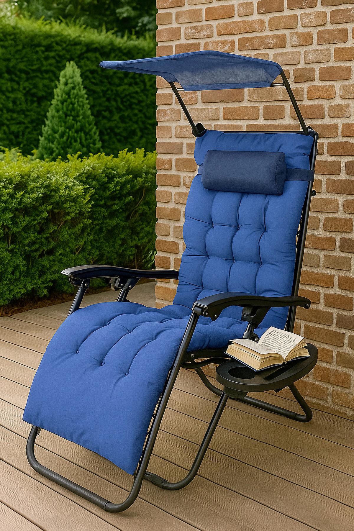 GARTENLIEGE MALTOSA XL - Blau, Modern, Textil/Metall (51/133/91cm) - Gardenson