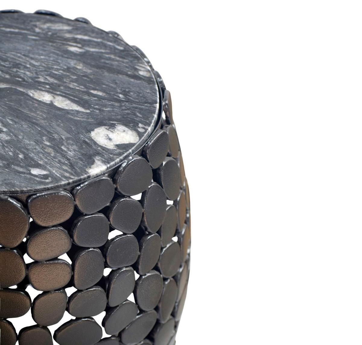 BEISTELLTISCH WL7.361 - Schwarz, Design, Stein/Metall (40/46/40cm) - Livetastic