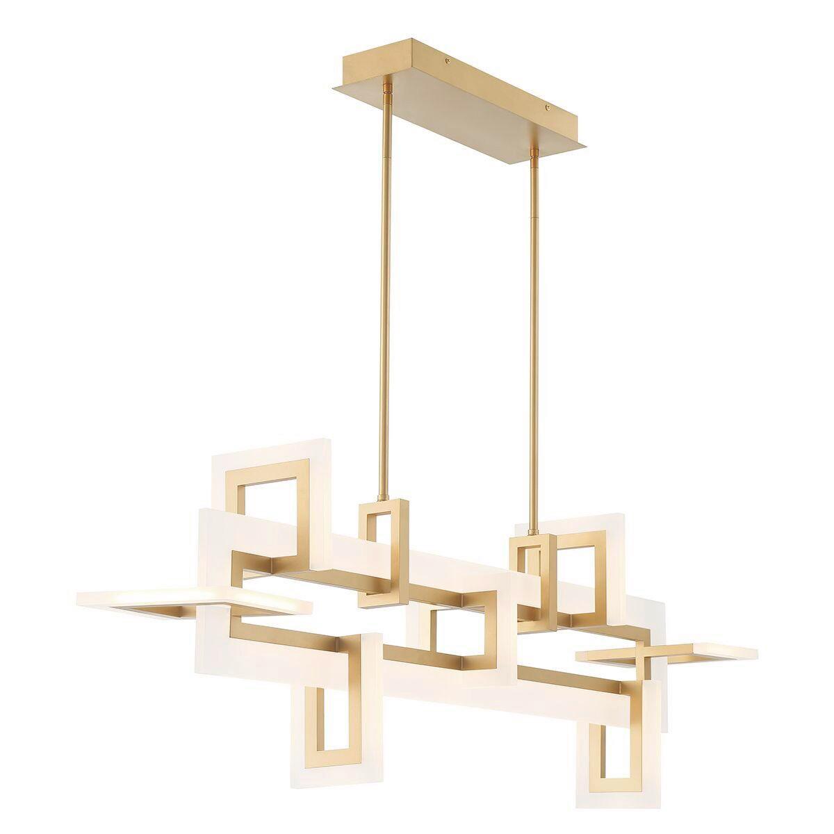 LED Függőlámpa Qn-Inizio-Lp-M-Bg - sárgarézszínű, Design, üveg/fém (122,8/50/23,1cm) - Elstead Lighting