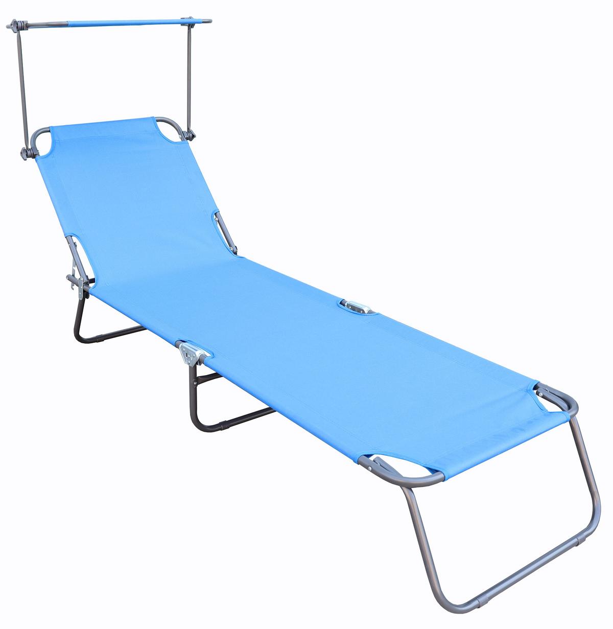 Dreibeinliege Blau - Blau, Basics, Textil/Metall (55/24/185cm) - Ambia Garden