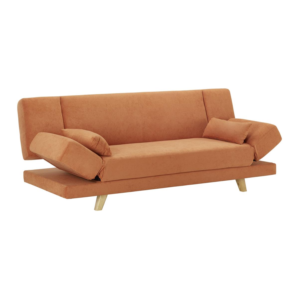 canapé-lit orange, "Funky" - Orange/Naturfarben, Modern, Holz/Textil (183/73/79cm) - Bessagi Home