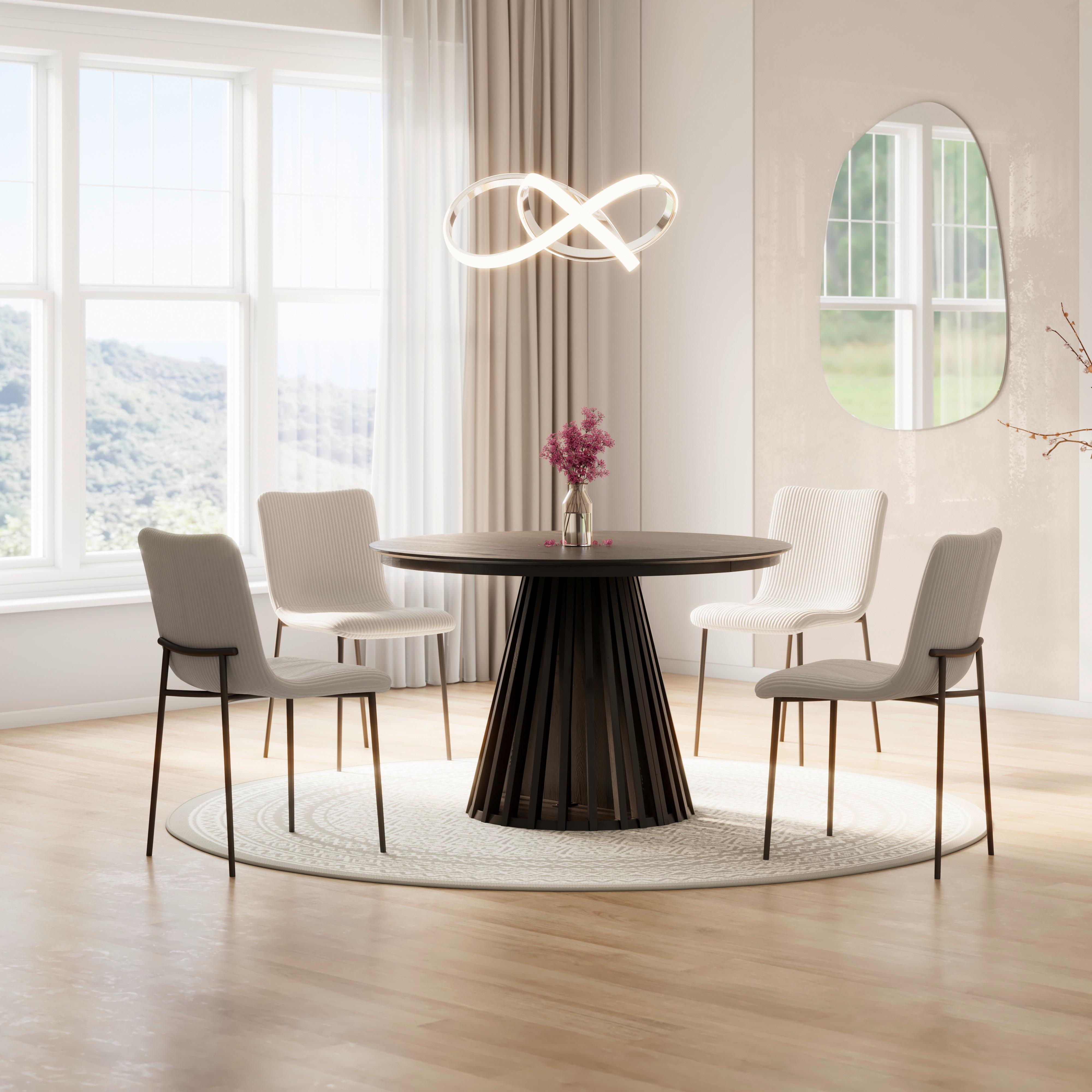Esstisch ausziehbar Ennio Schwarz MDF ca.120-160x120 cm - Schwarz, MODERN, Holz/Holzwerkstoff (120-160/76/120cm) - Bessagi Home