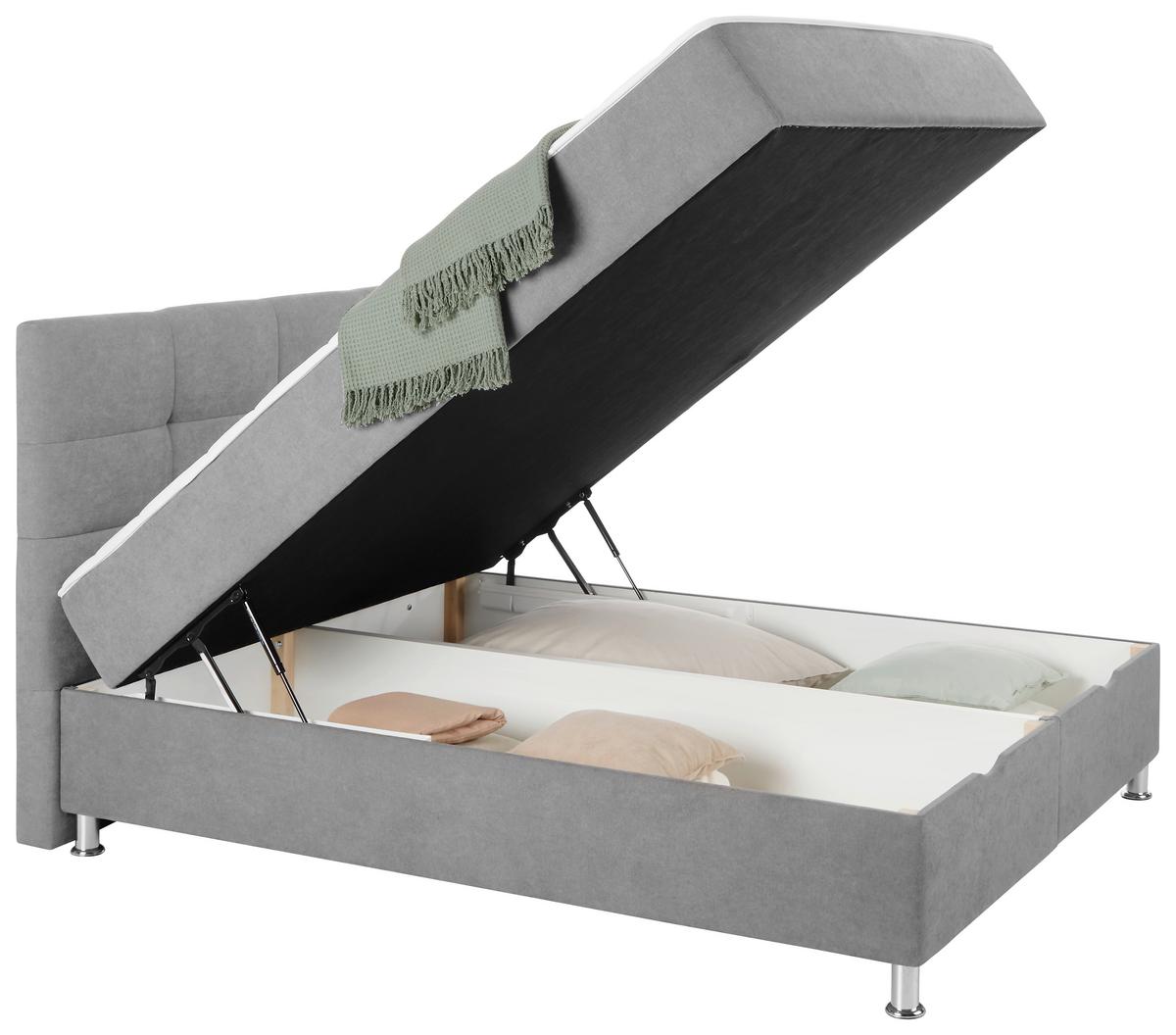 Box Krevet Oviedo - siva, Konvencionalno, tekstil/metal (180/200cm) - Based
