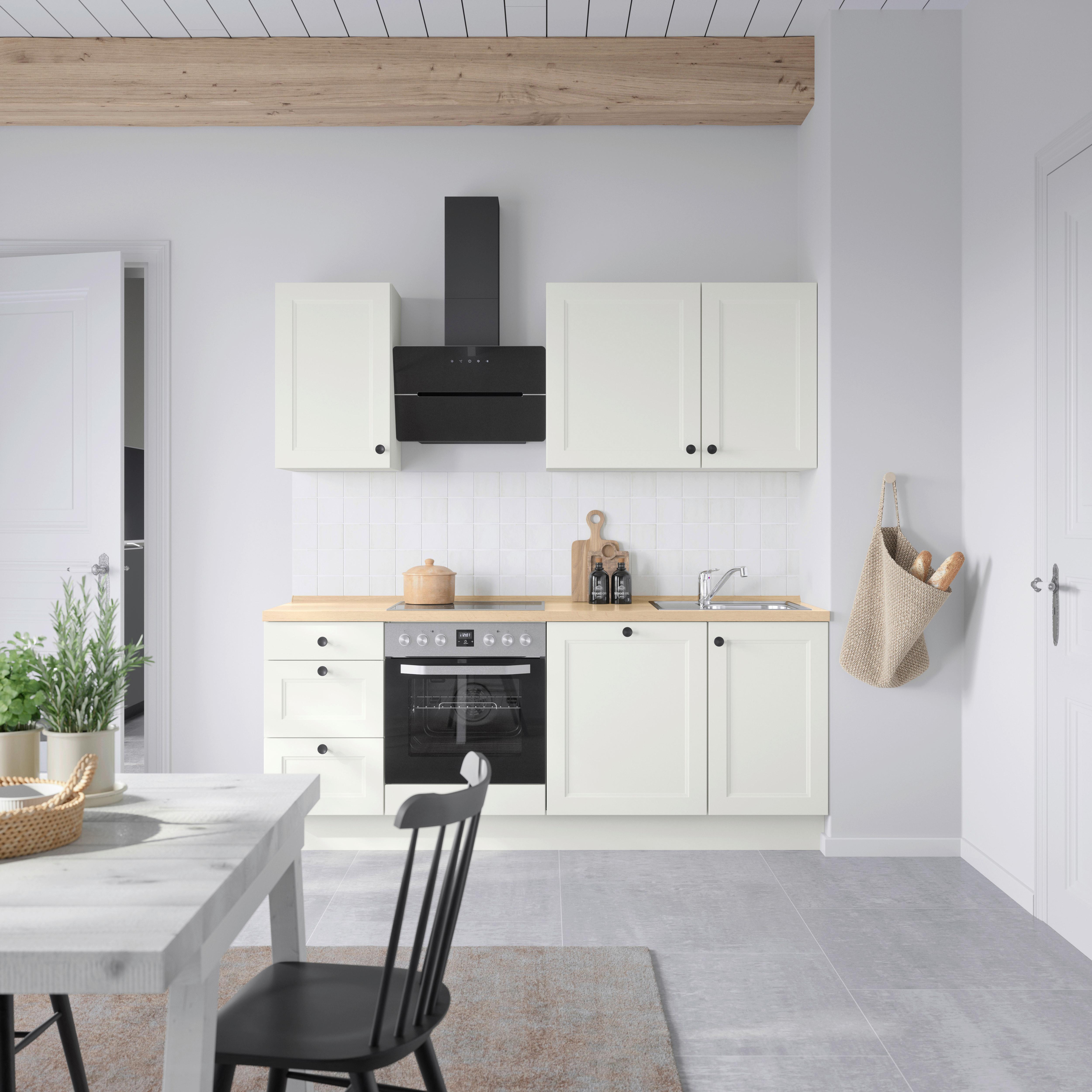 Küchenblock Cascada High m. Geräten Weiß - Eichefarben/Schwarz, MODERN, Holzwerkstoff/Metall (210cm) - Nobilia