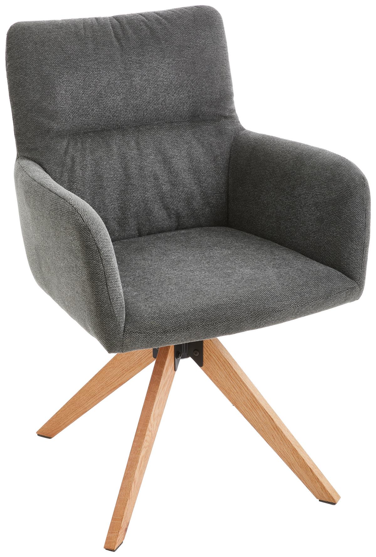 KRZESŁO Z PODŁOKIETNIKAMI TUNIS - kolor dębowy/ciemnoszary, Modern, metal/drewno (60/89/63cm) - Livetastic