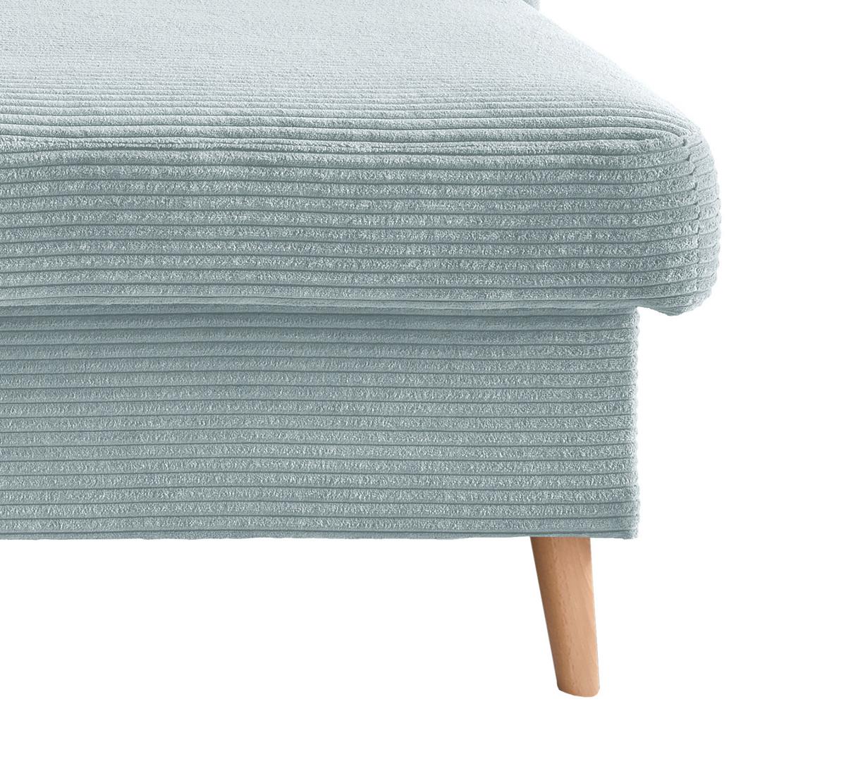 Ecksofa VALENTINA Cord ca. 228x150 cm Hellgrau - Naturfarben/Hellblau, Design, Holz/Textil (228/150cm) - P & B